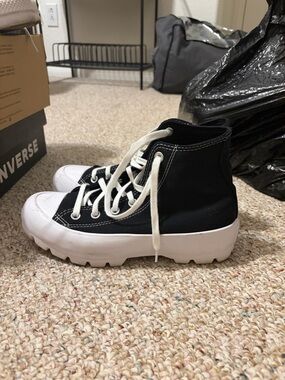 Converse Black and White High-Top Platform Sneakers